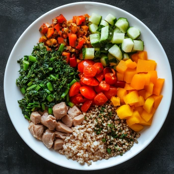 Збалансована тарілка з овочами та білками